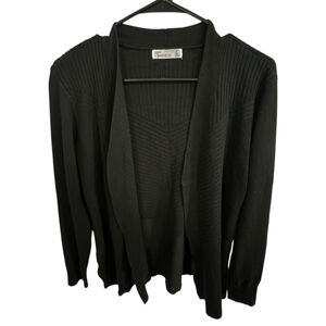89th And Madison Black Open Front Long Sleeve Basic Cardigan Sweater